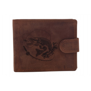 Pánská peněženka MERCUCIO světlehnědá vzor 7 štika s udicí 2911906