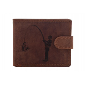 Pánská peněženka MERCUCIO světlehnědá vzor 8 rybář s prutem 2911906