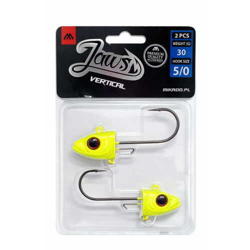 MIKADO JAWS Vertical Jig Head 30 g / 5/0 – FLUO (2 ks)