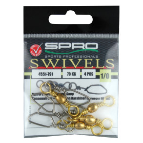 SPRO Obratlík s norskou karabinkou č. 1/0 – 70 kg (4 ks)