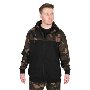 MIKINA FOX LW BLACK/CAMO SPLIT ZIP HOODY