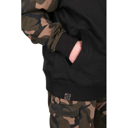 MIKINA FOX LW BLACK/CAMO SPLIT ZIP HOODY