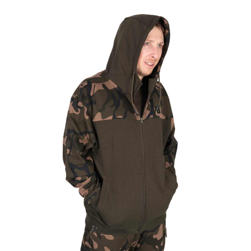 MIKINY FOX LW KHAKI/CAMO SPLIT ZIP HOODY