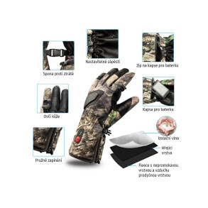Vyhřívané rukavice Savior lovecké maskáčové 