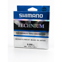 Shimano Technium 200 m, 0,255mm – prémiový monofilní vlasec s nízkou průtažností - GREY